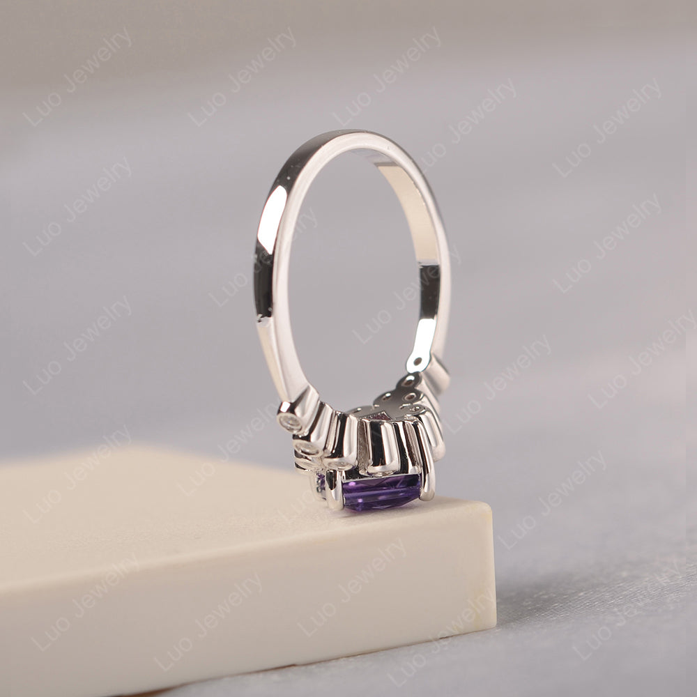 Princess Cut Amethyst Engagement Ring Rose Gold - LUO Jewelry