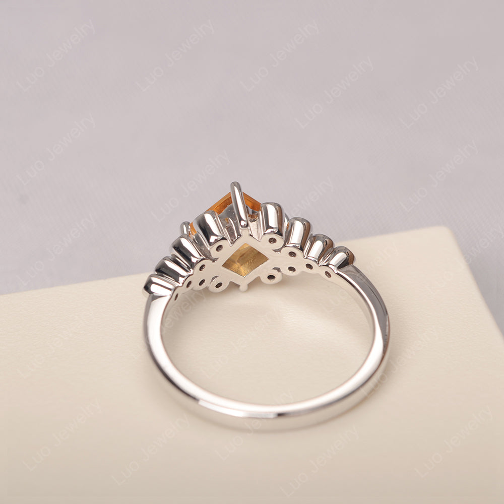 Square Cut Citrine Engagement Ring Rose Gold - LUO Jewelry