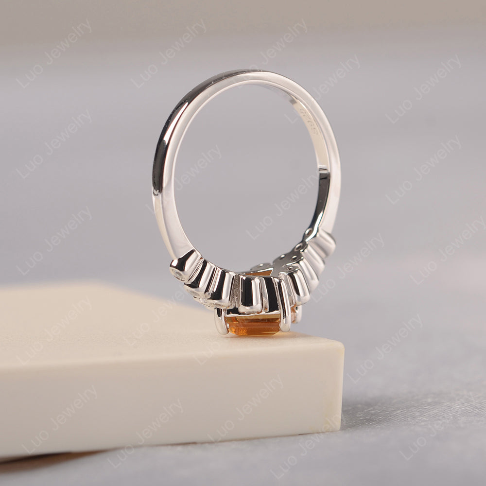 Square Cut Citrine Engagement Ring Rose Gold - LUO Jewelry