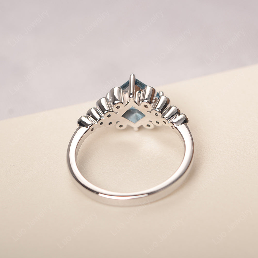 Princess Cut London Blue Topaz Engagement Ring Rose Gold - LUO Jewelry