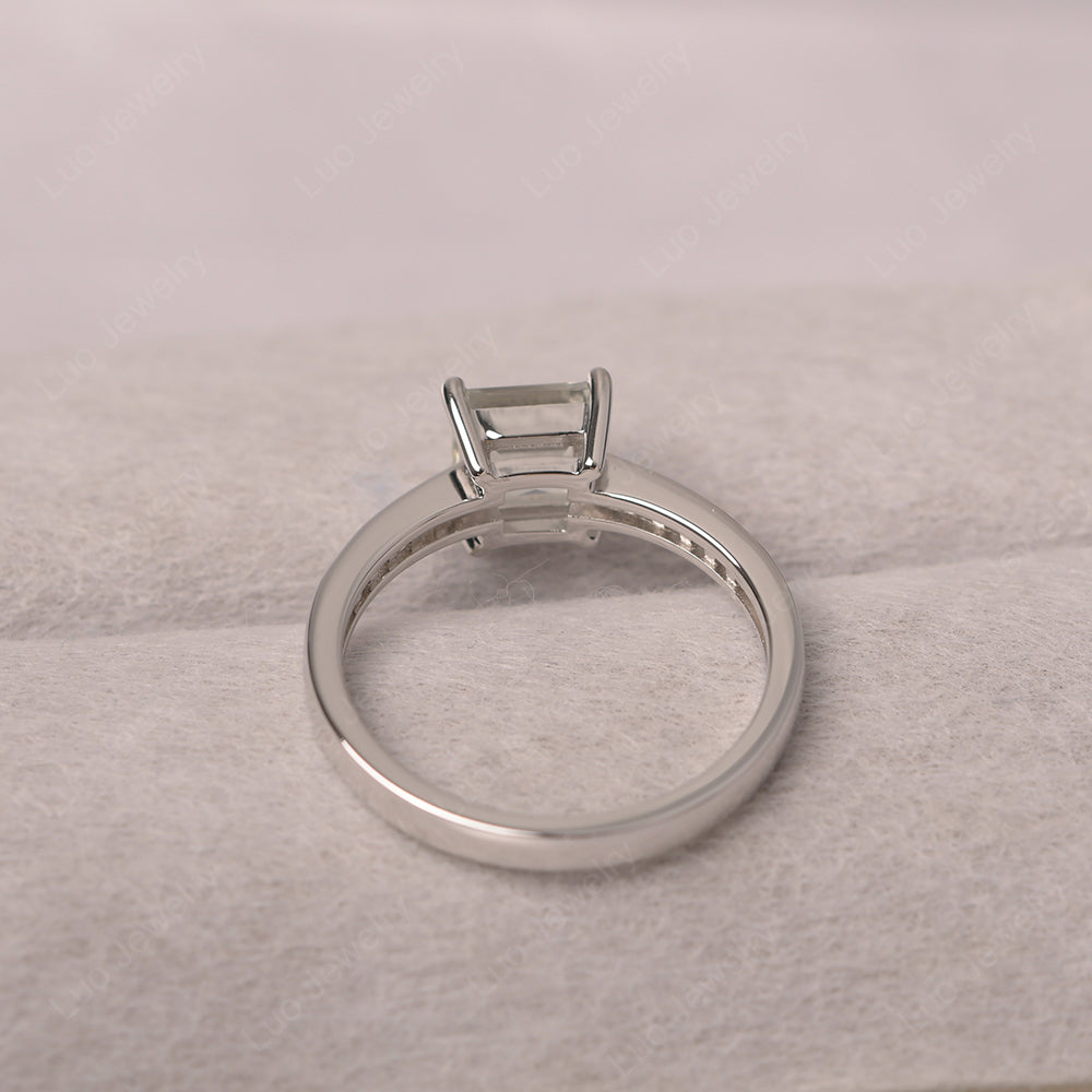 Green Amethyst Wedding Rings Square Cut Rose Gold - LUO Jewelry