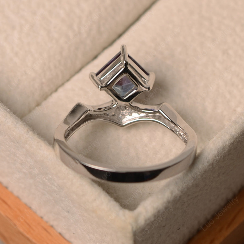Vintage Kite Set Princess Cut Alexandrite Ring - LUO Jewelry
