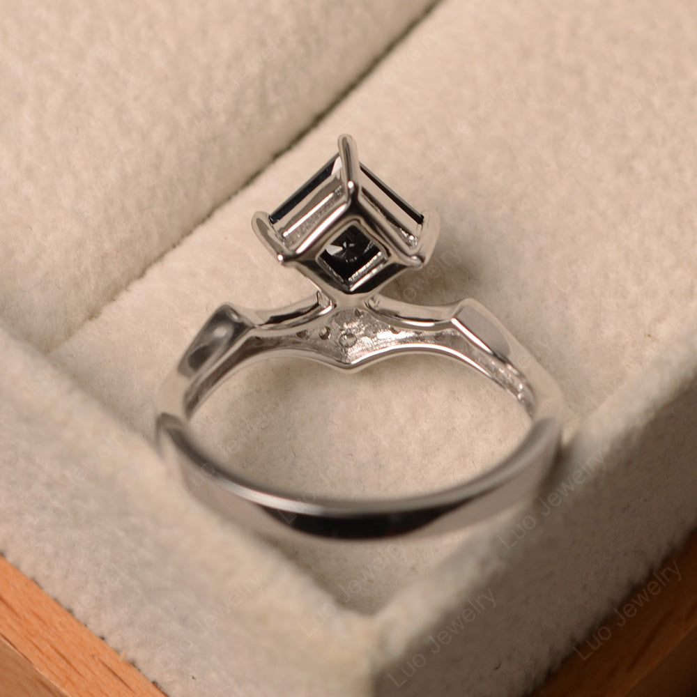 Vintage Kite Set Princess Cut Black Spinel Ring - LUO Jewelry