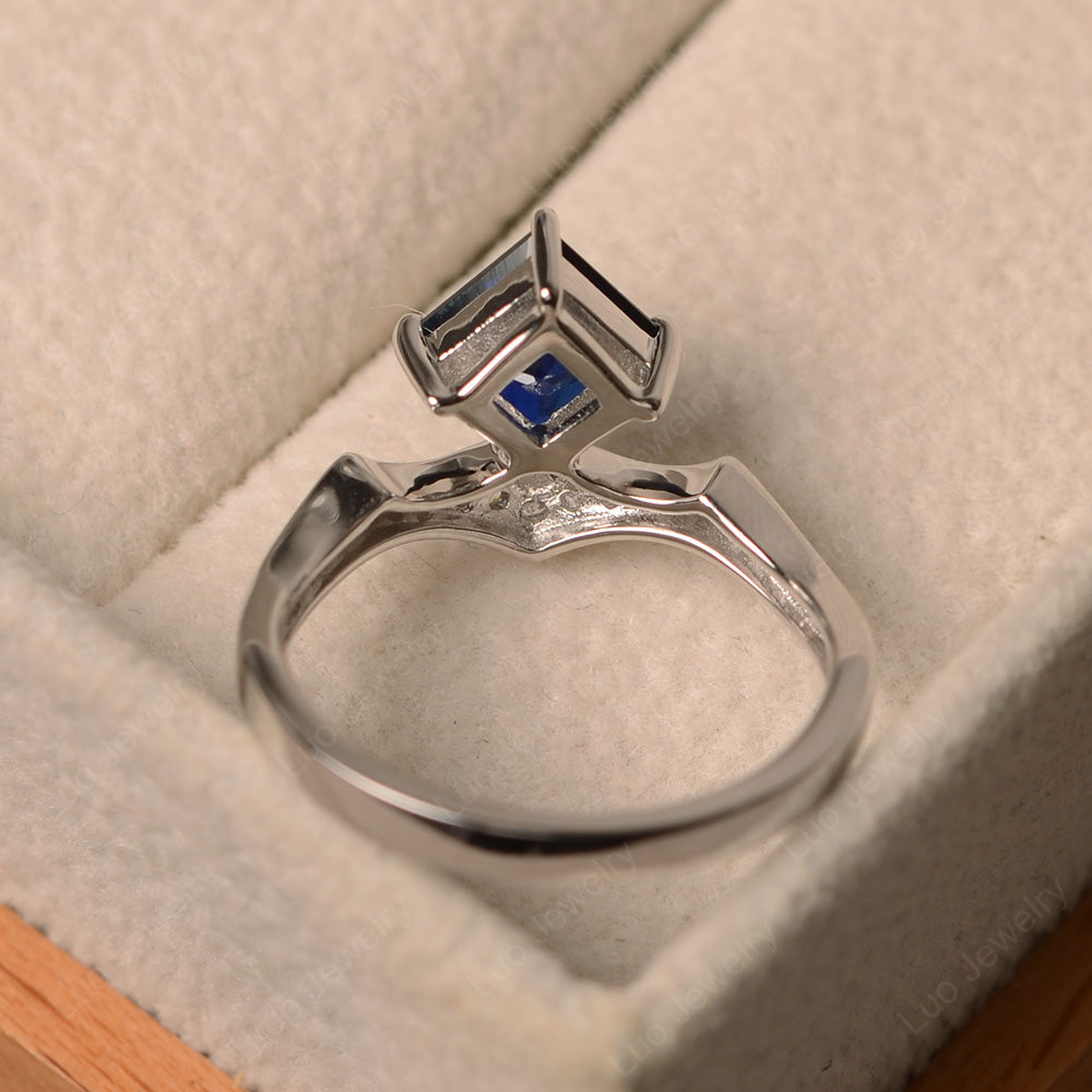 Vintage Kite Set Princess Cut Lab Sapphire Ring - LUO Jewelry