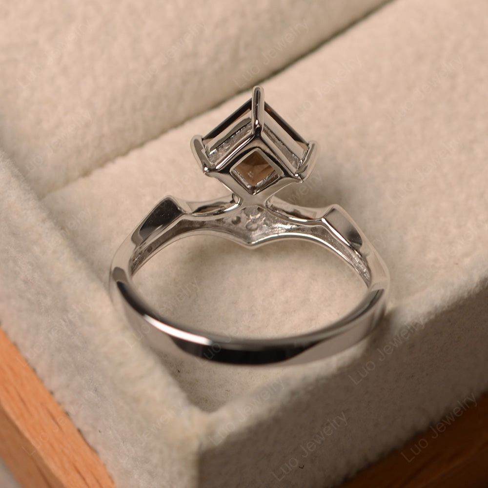 Vintage Kite Set Square Cut Smoky Quartz Ring - LUO Jewelry