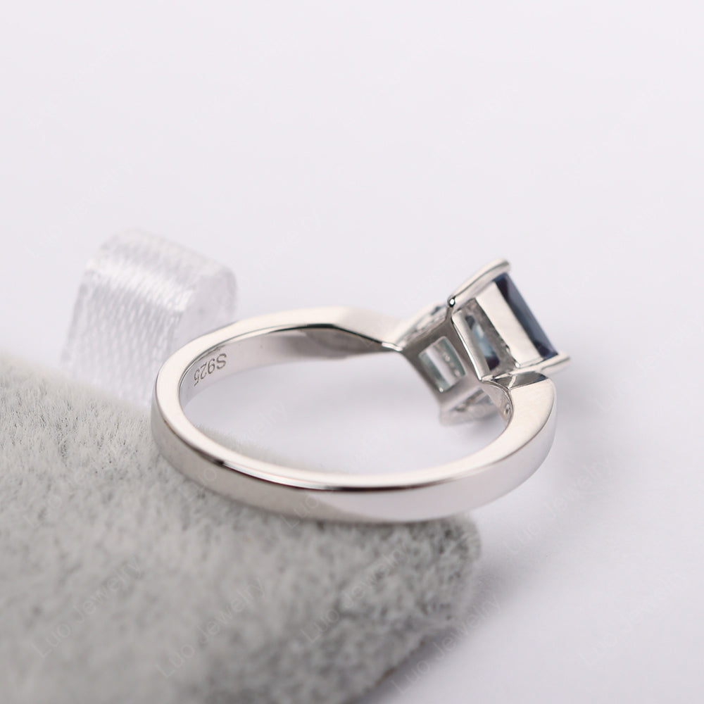 Princess Cut Kite Set Alexandrite Solitaire Ring - LUO Jewelry