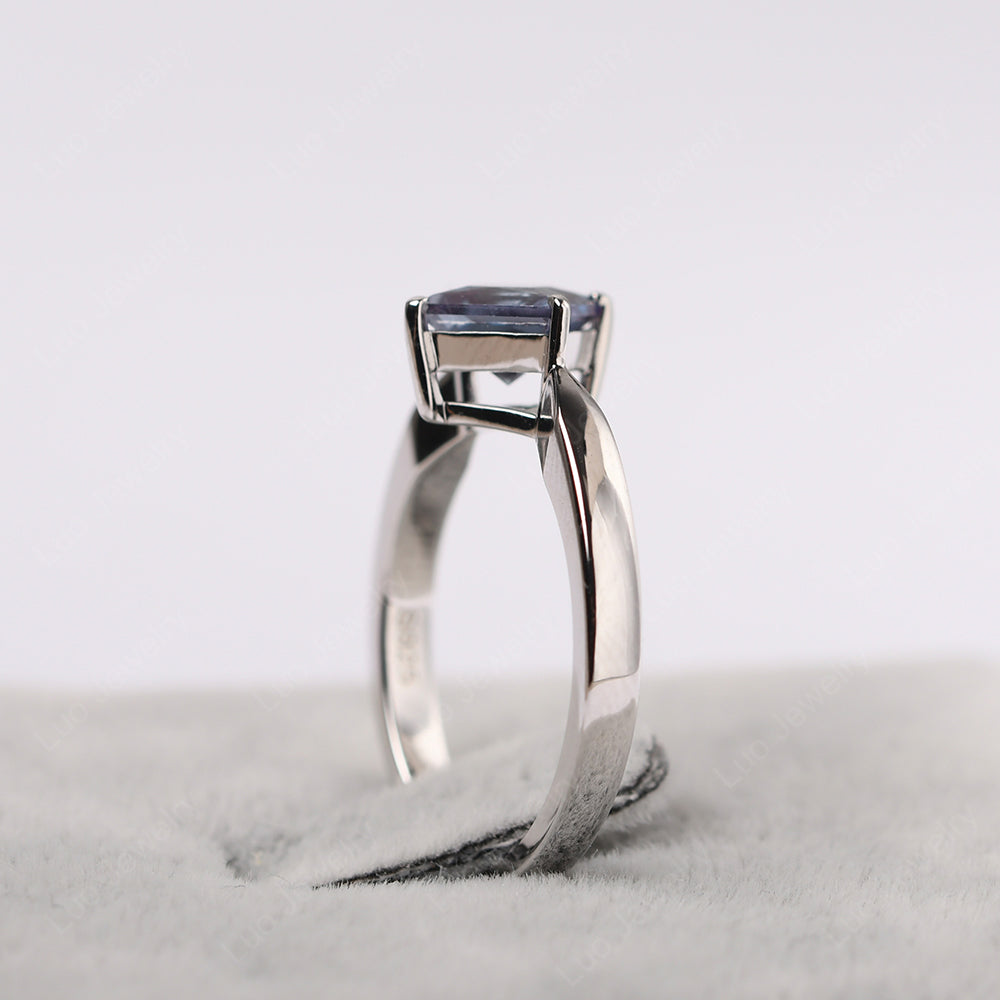 Princess Cut Kite Set Alexandrite Solitaire Ring - LUO Jewelry