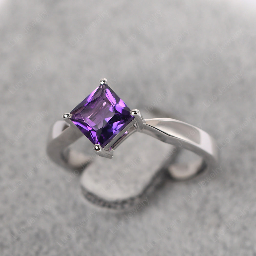 Princess Cut Kite Set Amethyst Solitaire Ring - LUO Jewelry