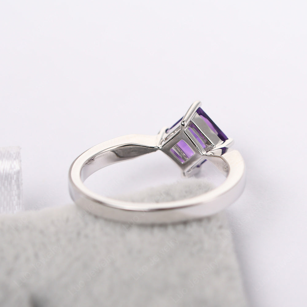 Princess Cut Kite Set Amethyst Solitaire Ring - LUO Jewelry
