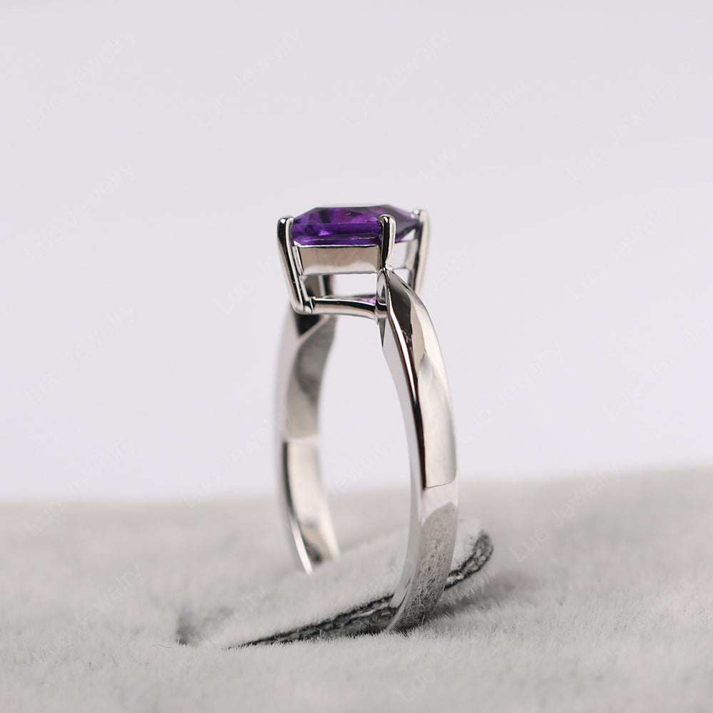 Princess Cut Kite Set Amethyst Solitaire Ring - LUO Jewelry