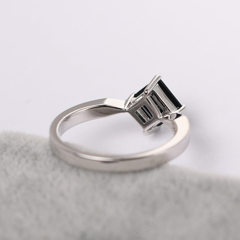 Princess Cut Kite Set Black Stone Solitaire Ring - LUO Jewelry