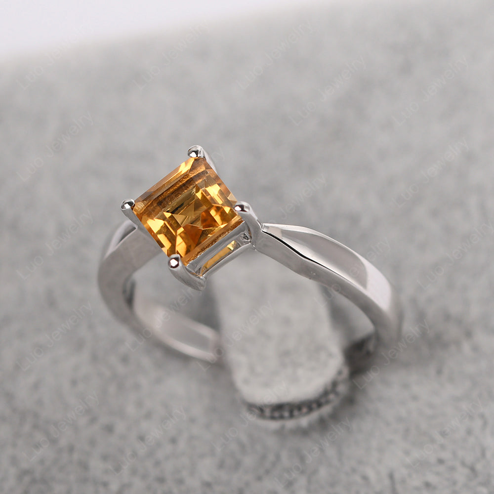 Square Cut Kite Set Citrine Solitaire Ring - LUO Jewelry