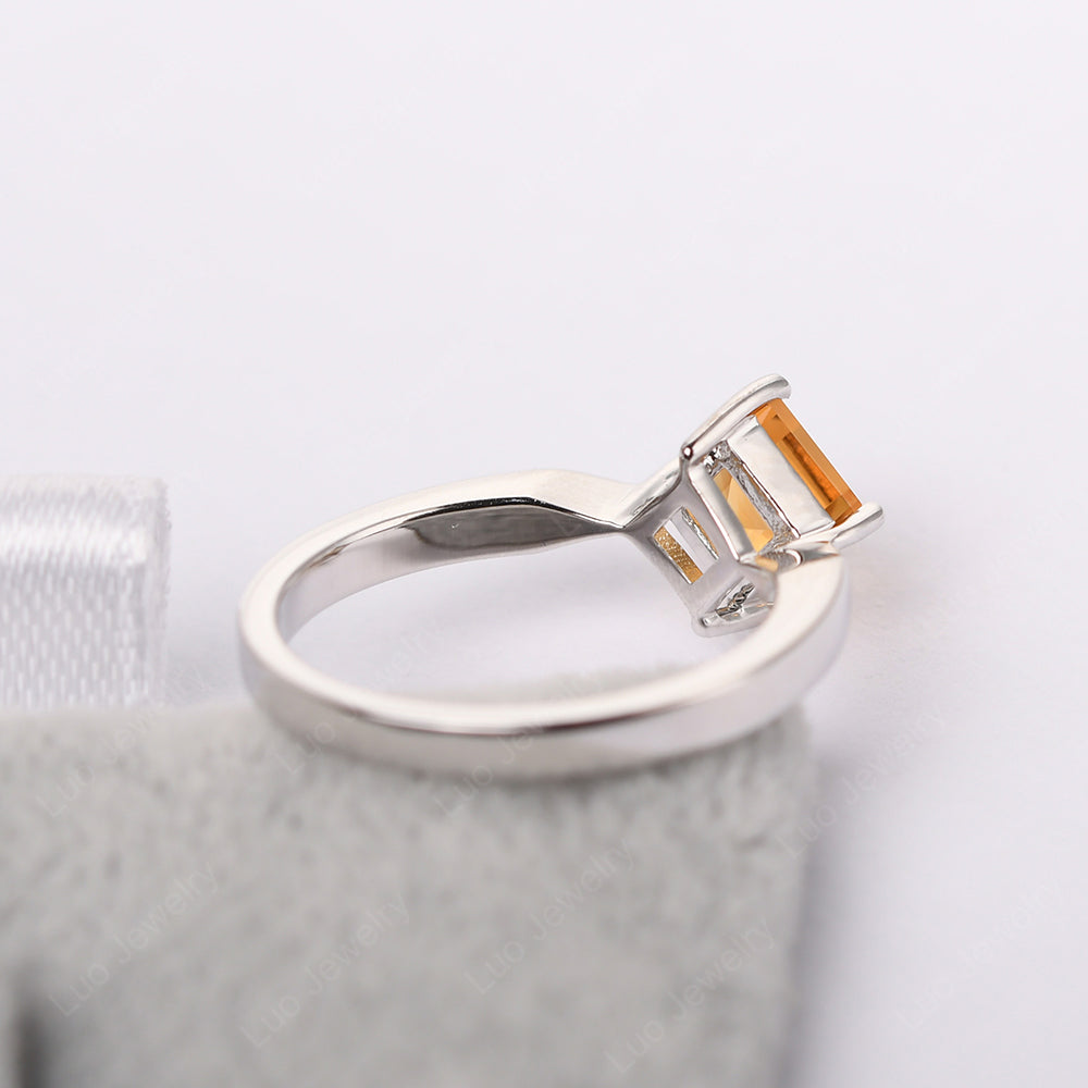 Square Cut Kite Set Citrine Solitaire Ring - LUO Jewelry