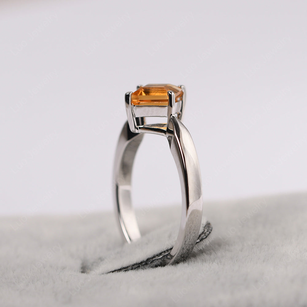 Square Cut Kite Set Citrine Solitaire Ring - LUO Jewelry