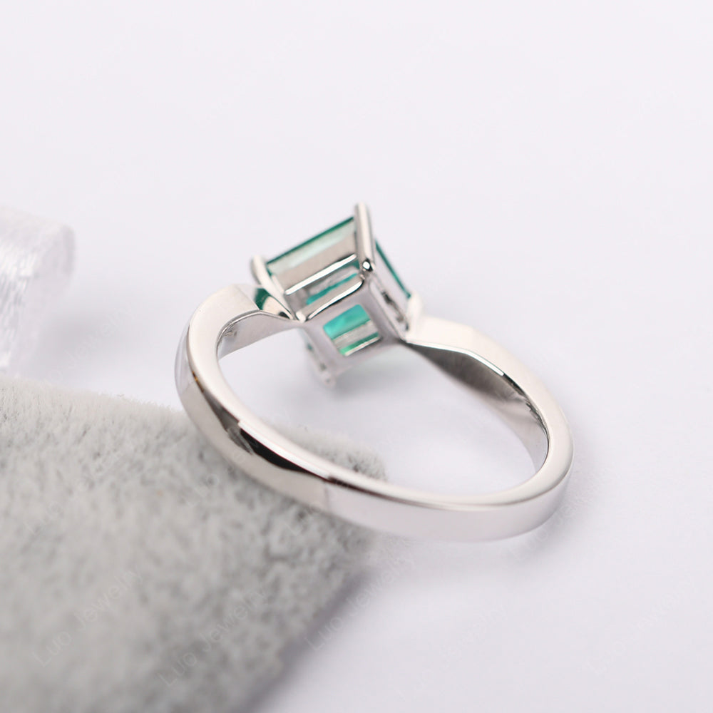 Princess Cut Kite Set Lab Emerald Solitaire Ring - LUO Jewelry