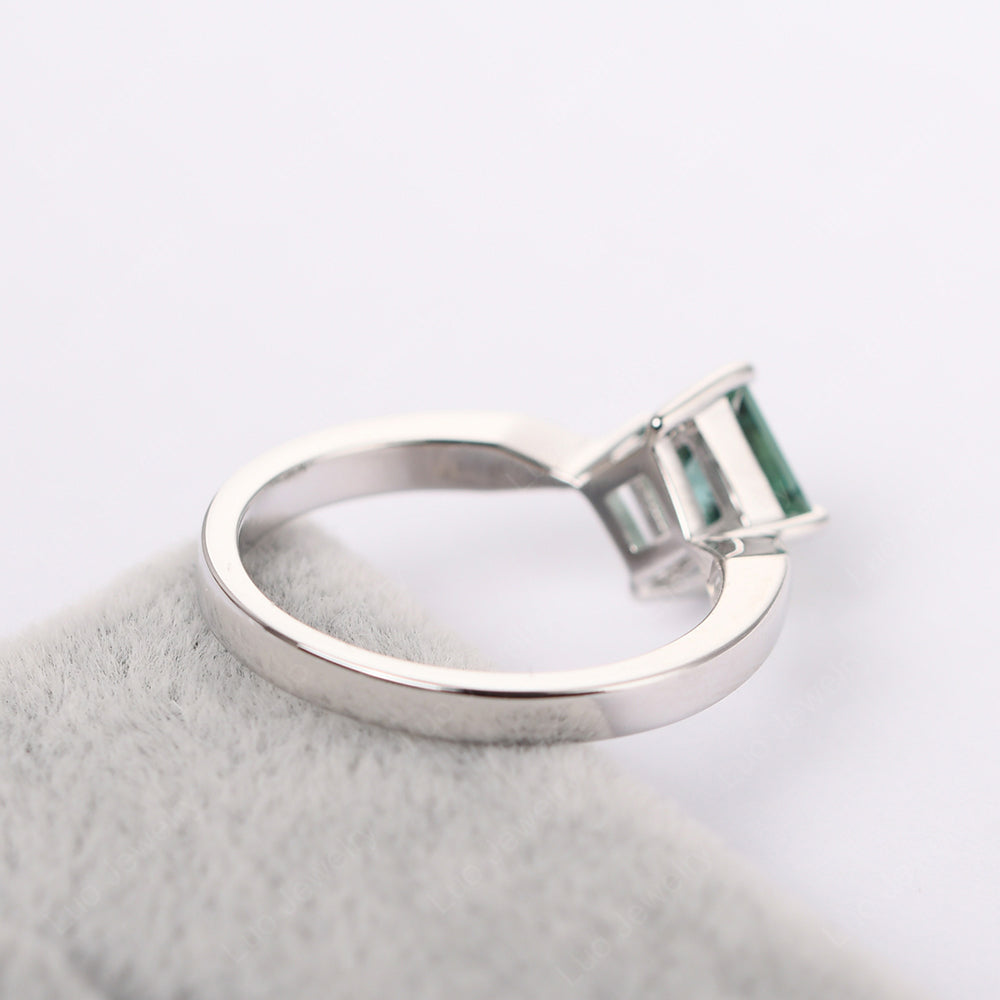 Princess Cut Kite Set Green Sapphire Solitaire Ring - LUO Jewelry