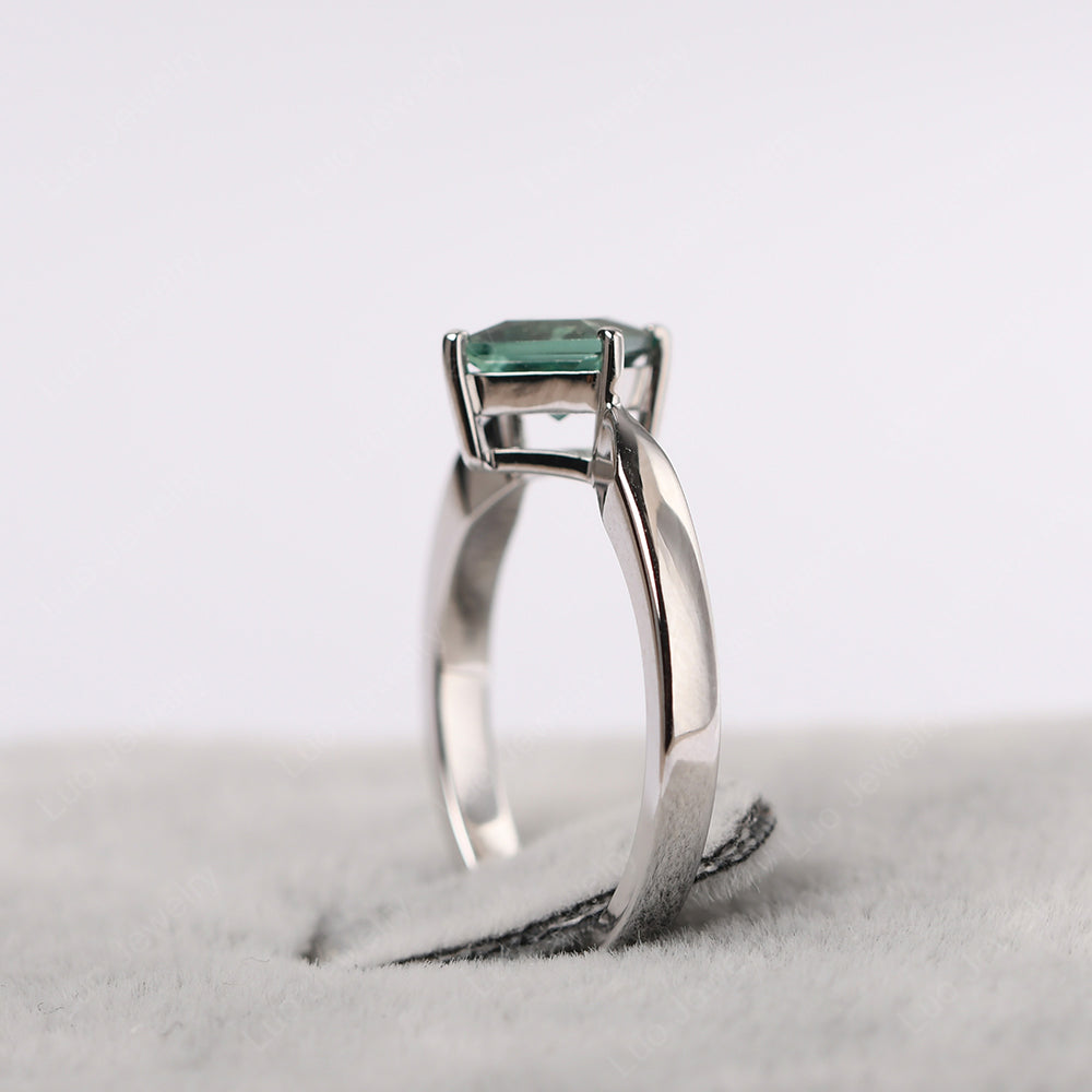 Princess Cut Kite Set Green Sapphire Solitaire Ring - LUO Jewelry