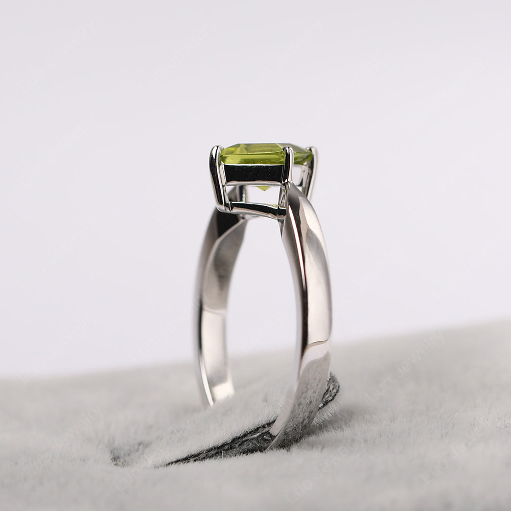 Square Cut Kite Set Peridot Solitaire Ring - LUO Jewelry