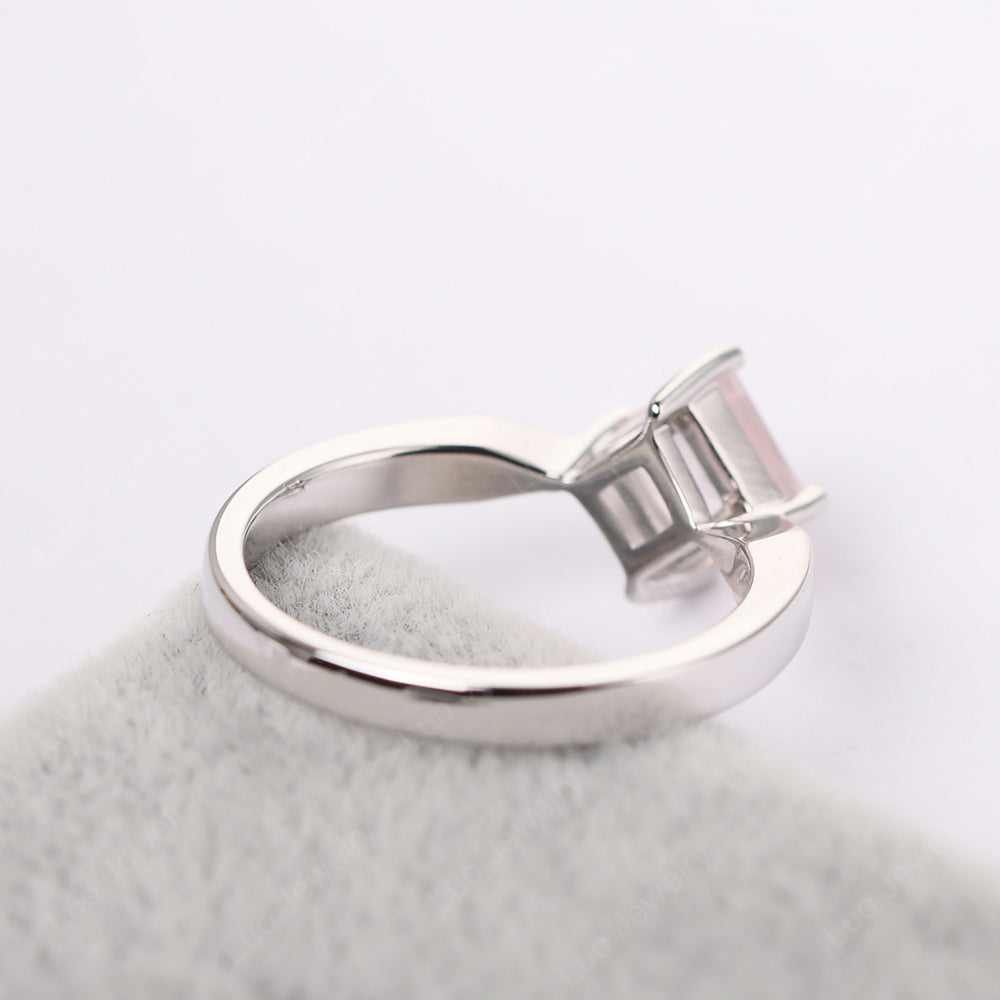 Princess Cut Kite Set Rose Quartz Solitaire Ring - LUO Jewelry