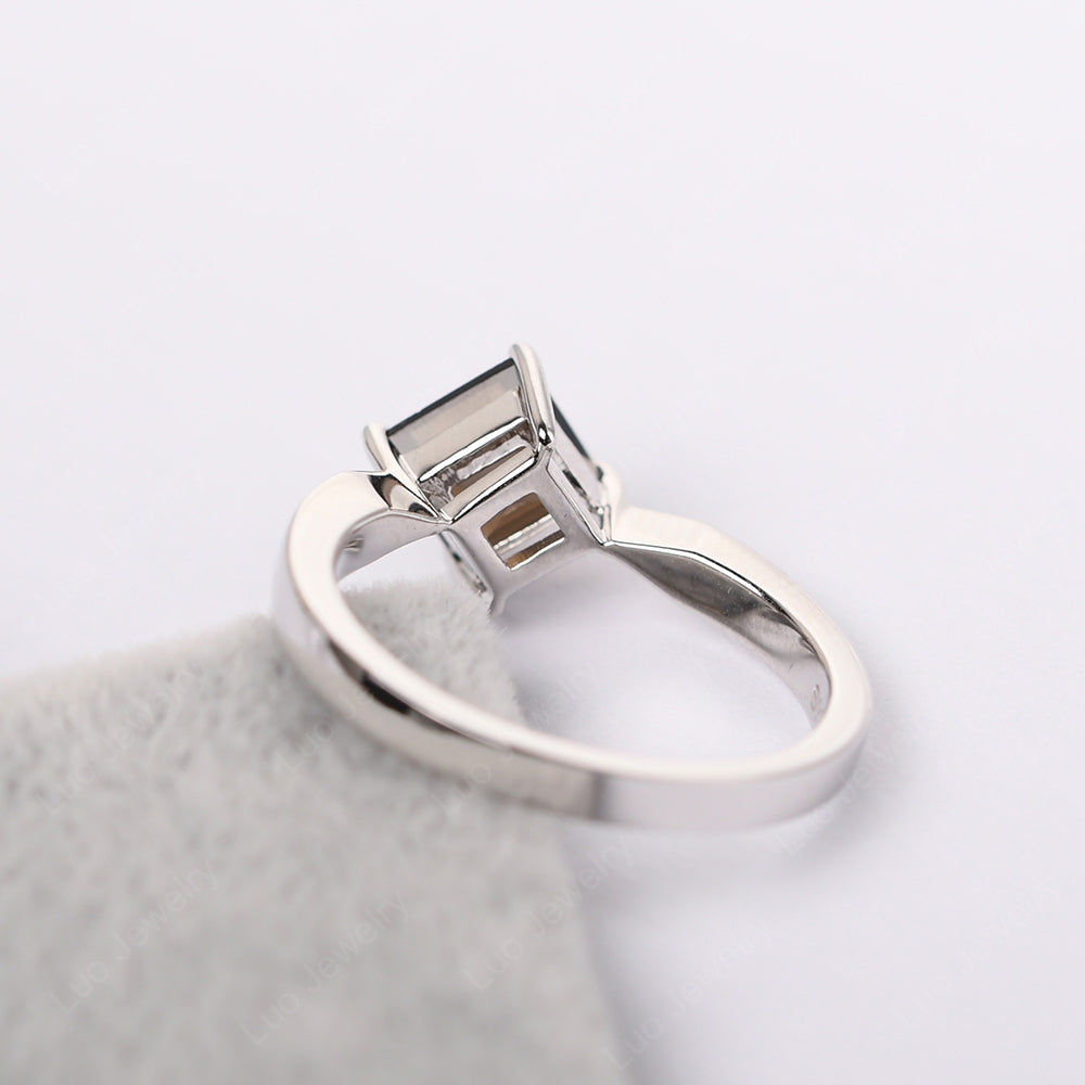 Square Cut Kite Set Smoky Quartz Solitaire Ring - LUO Jewelry