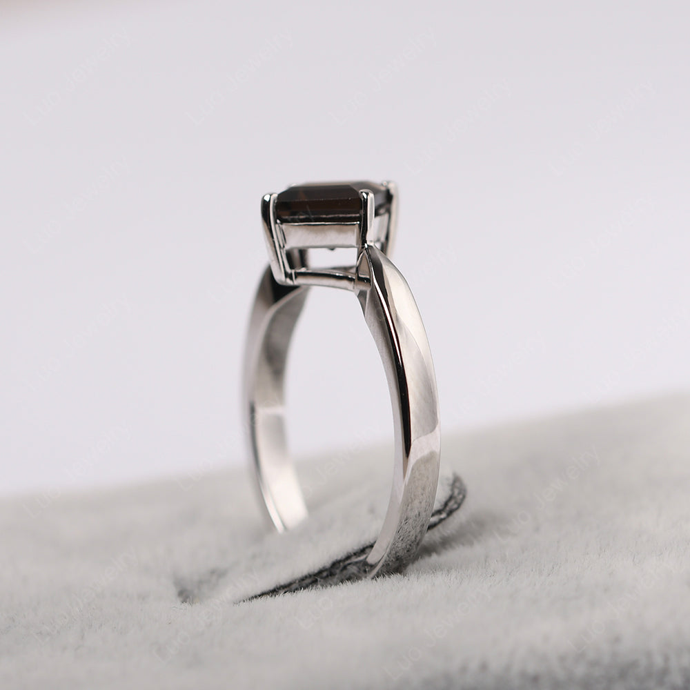 Square Cut Kite Set Smoky Quartz Solitaire Ring - LUO Jewelry