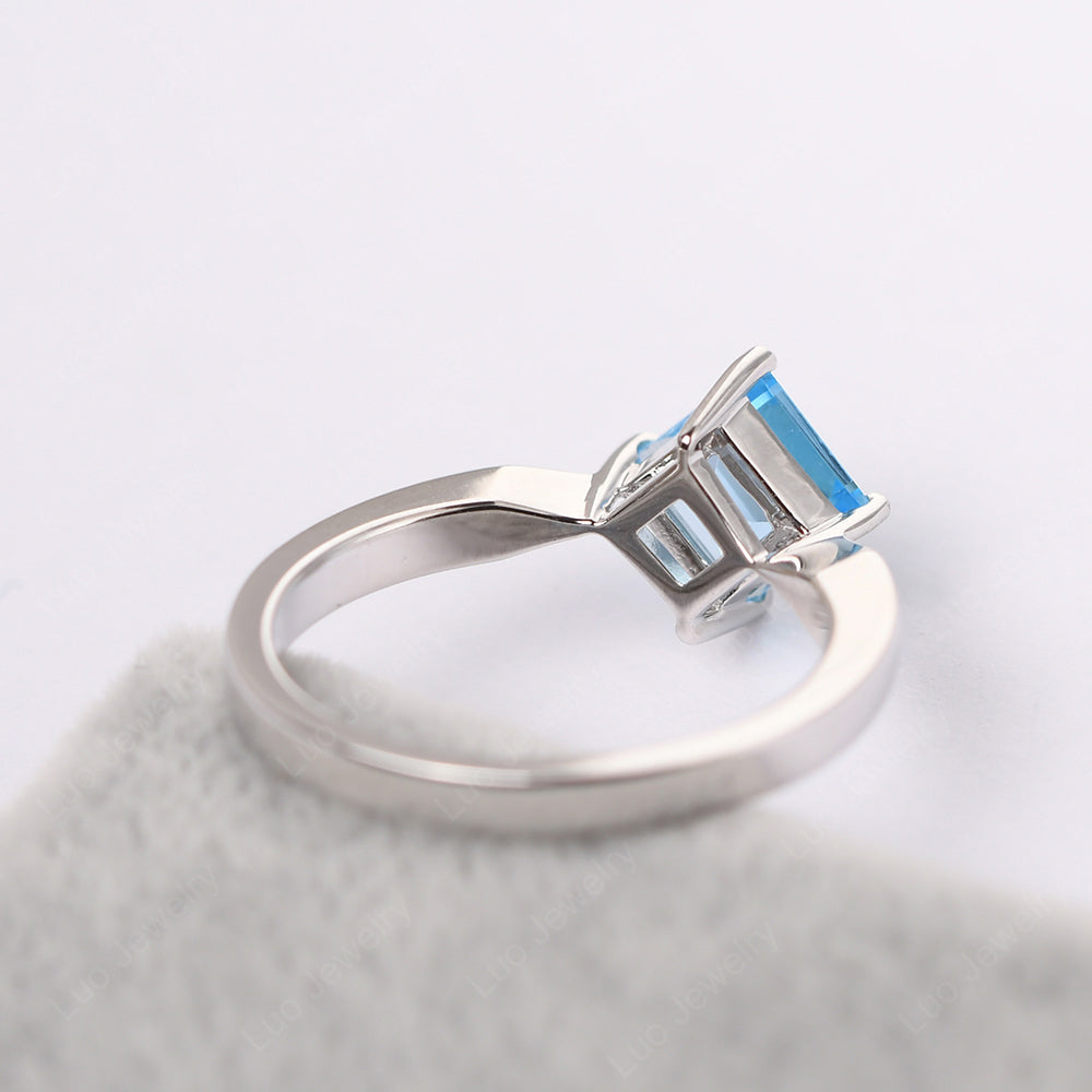 Square Cut Kite Set Swiss Blue Topaz Solitaire Ring - LUO Jewelry