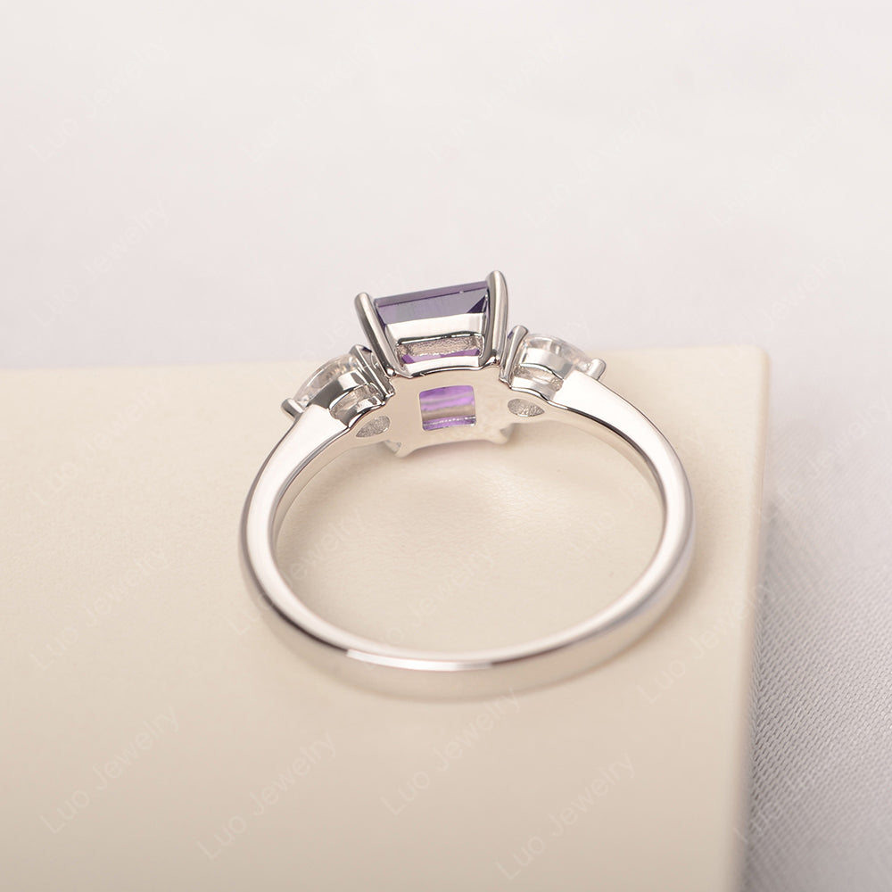 Princess Cut Amethyst Ring With Pear Side Stone - LUO Jewelry