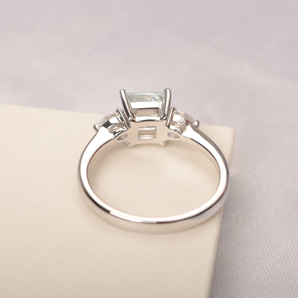 Princess Cut Aquamarine Ring With Pear Side Stone - LUO Jewelry