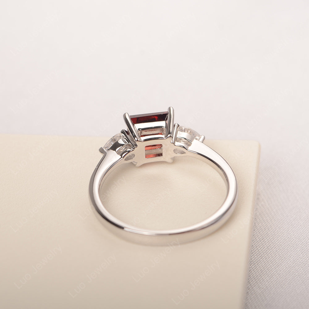 Princess Cut Garnet Ring With Pear Side Stone - LUO Jewelry