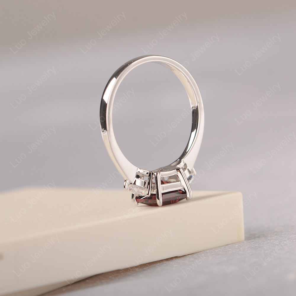Princess Cut Garnet Ring With Pear Side Stone - LUO Jewelry