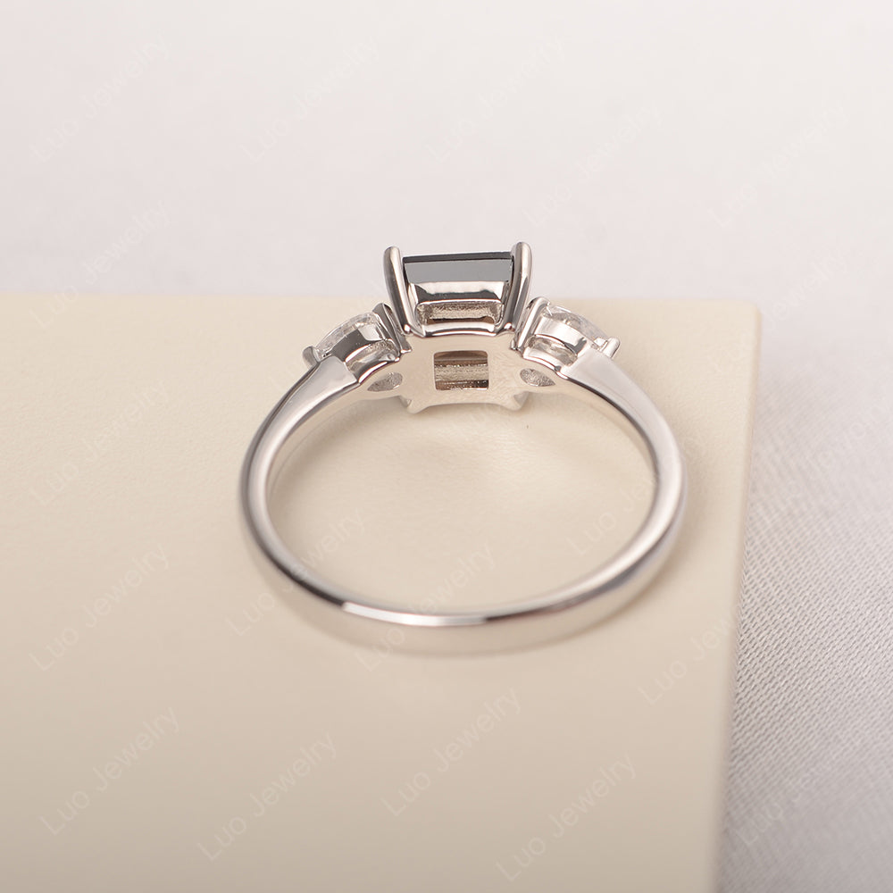 Square Cut Smoky Quartz Ring With Pear Side Stone - LUO Jewelry