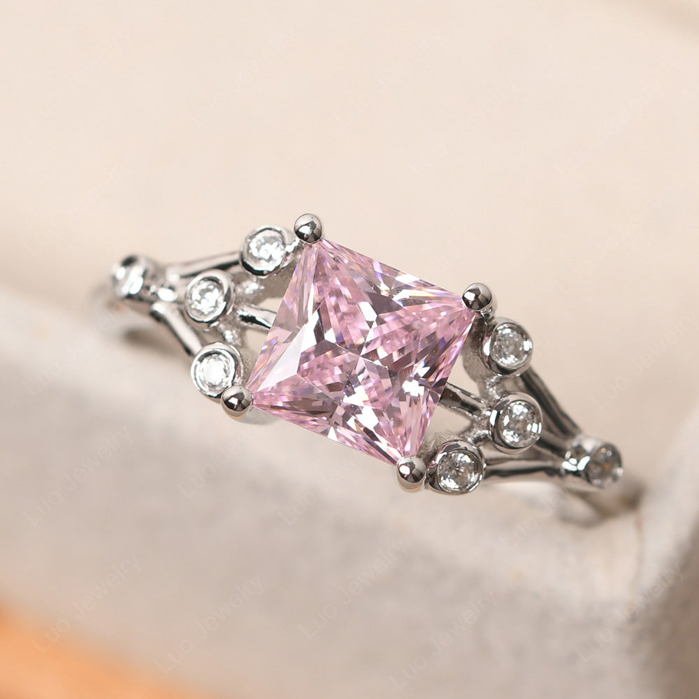 Princess Cut Cubic Zirconia Ring Art Deco Silver - LUO Jewelry