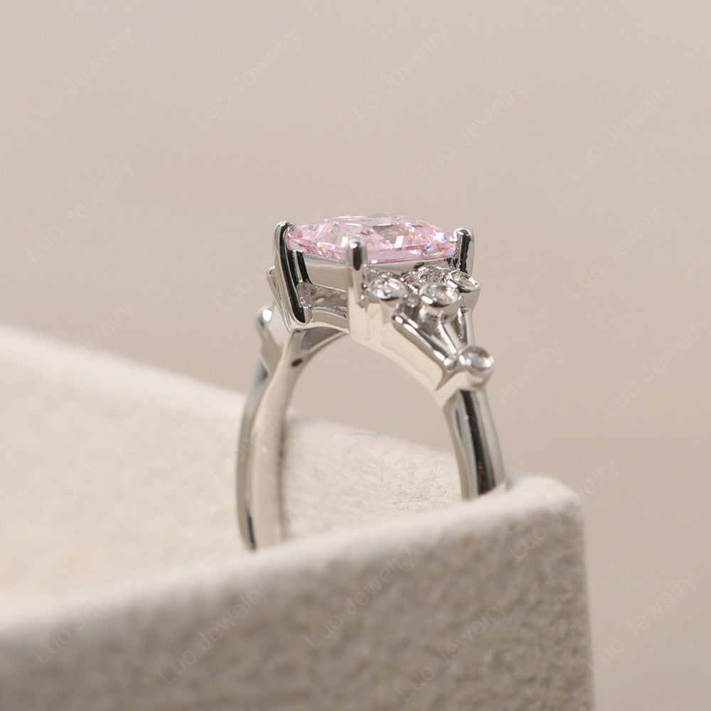 Princess Cut Cubic Zirconia Ring Art Deco Silver - LUO Jewelry