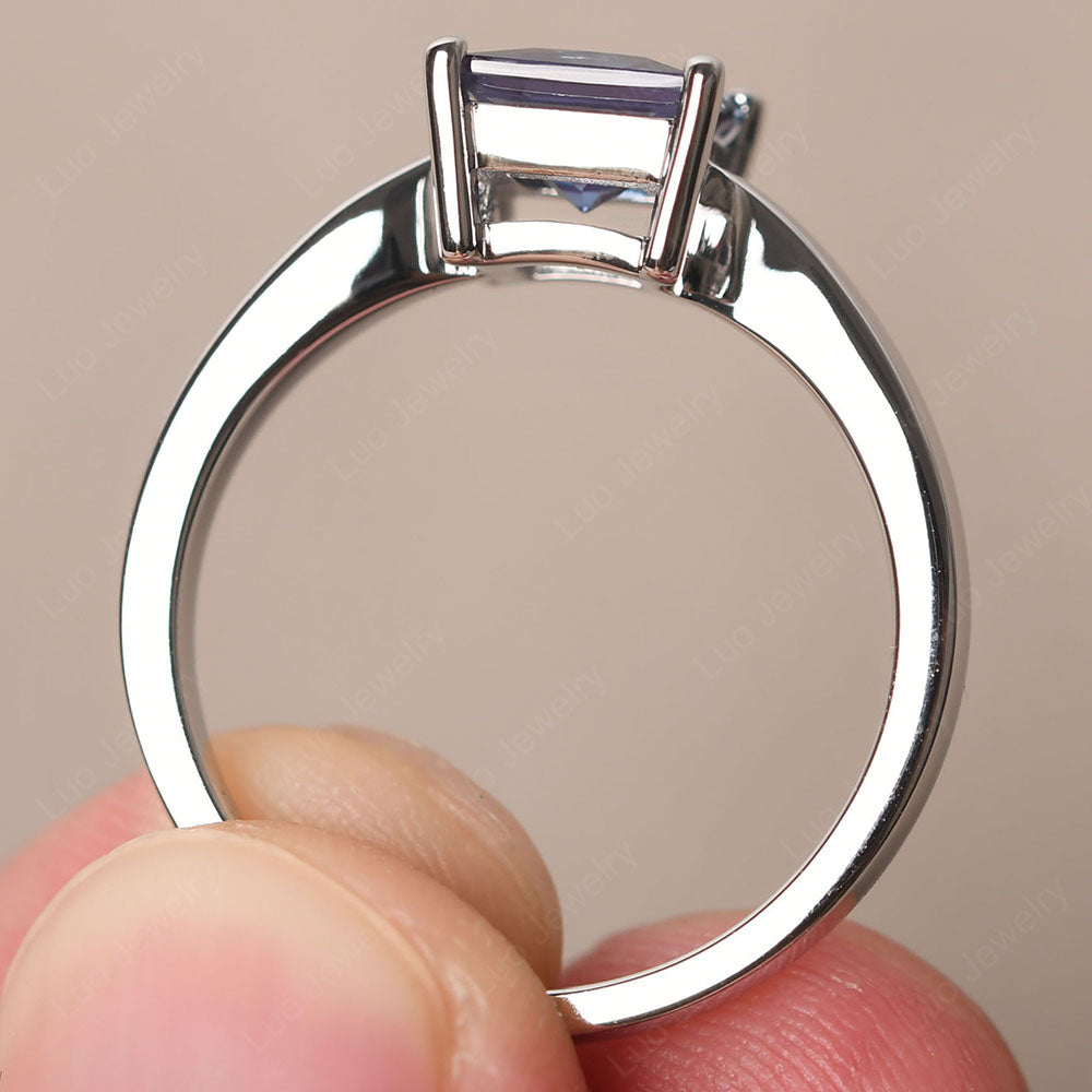 Alexandrite Solitaire Princess Cut Engagement Ring - LUO Jewelry