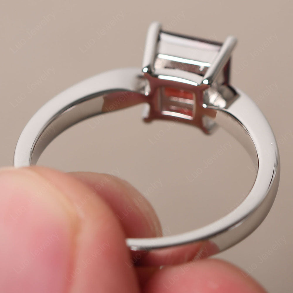 Garnet Solitaire Princess Cut Engagement Ring - LUO Jewelry
