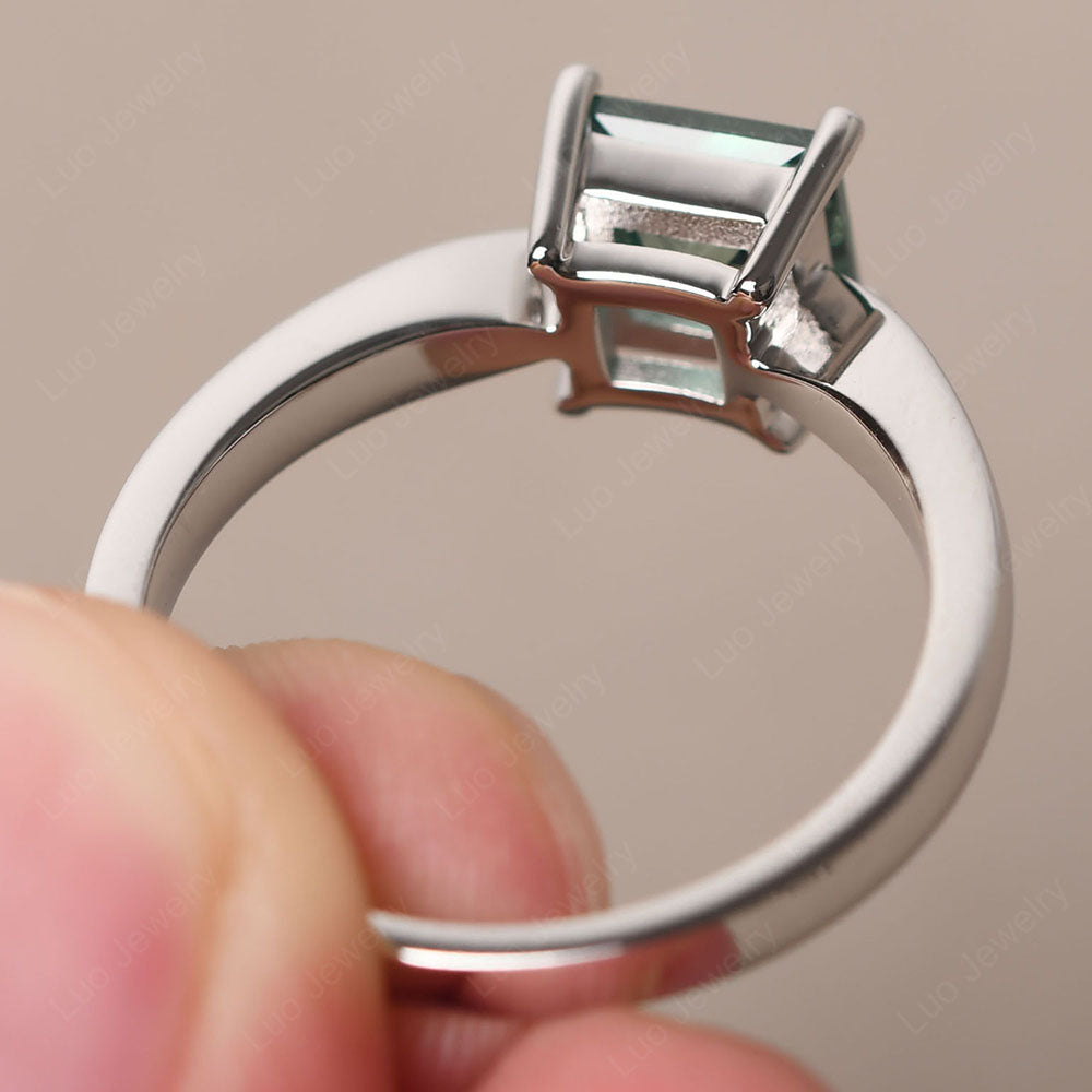 Green Sapphire Solitaire Princess Cut Engagement Ring - LUO Jewelry