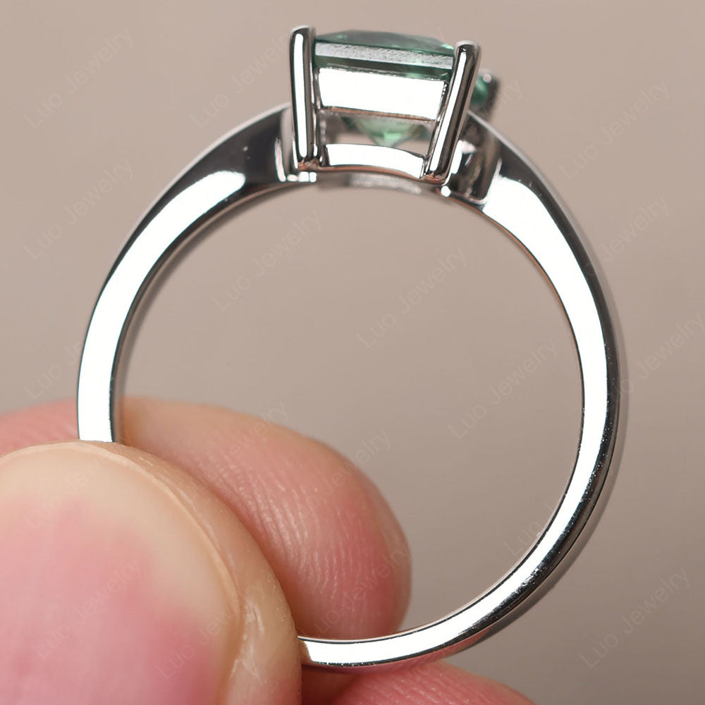 Green Sapphire Solitaire Princess Cut Engagement Ring - LUO Jewelry