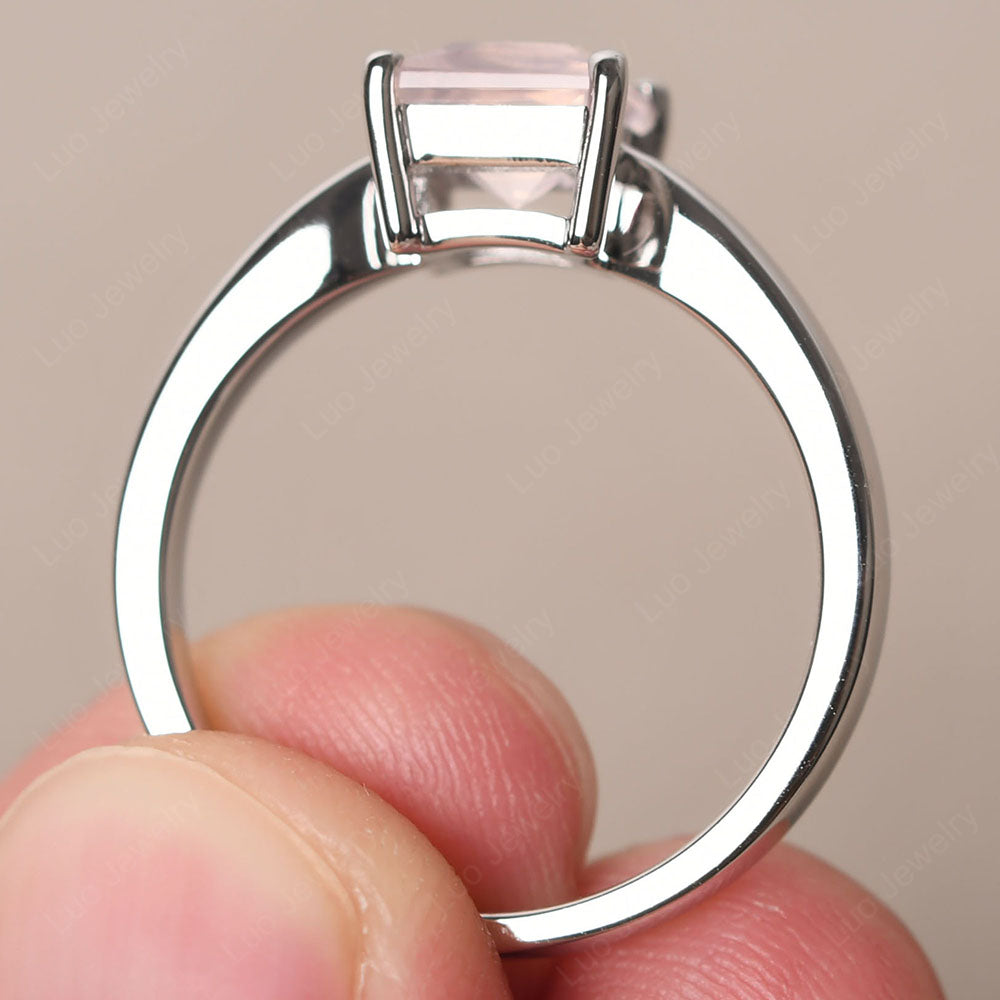 Rose Quartz Solitaire Princess Cut Engagement Ring - LUO Jewelry