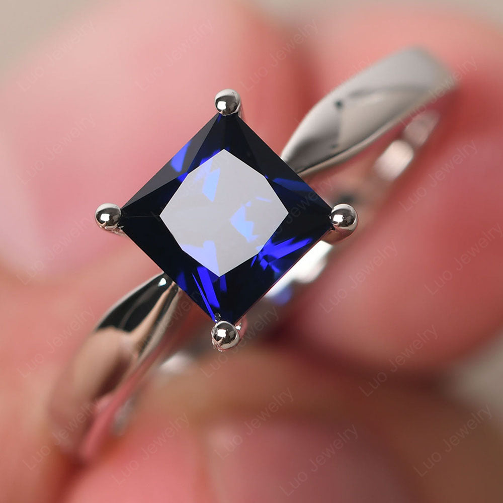 Princess Cut Sapphire Tapered Band Ring LUO