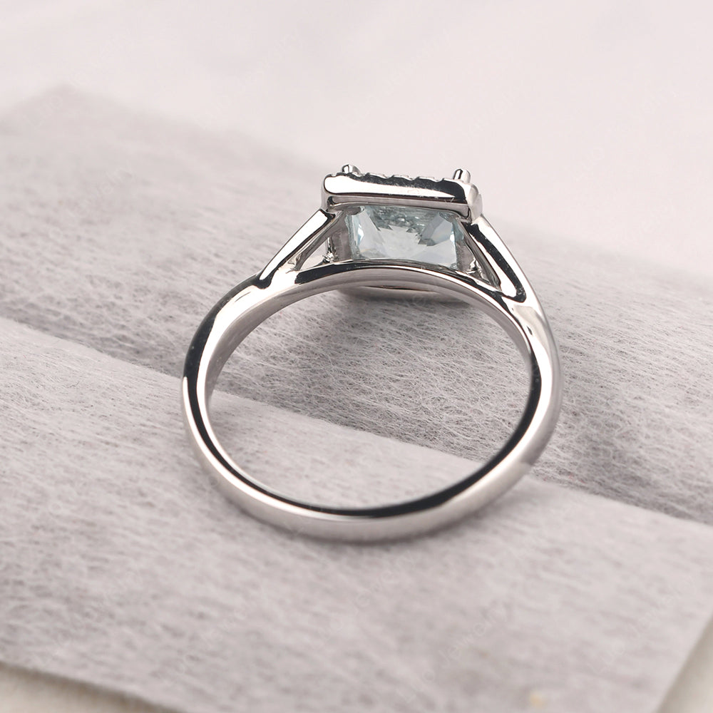 Aquamarine Split Shank Halo Engagement Rings - LUO Jewelry