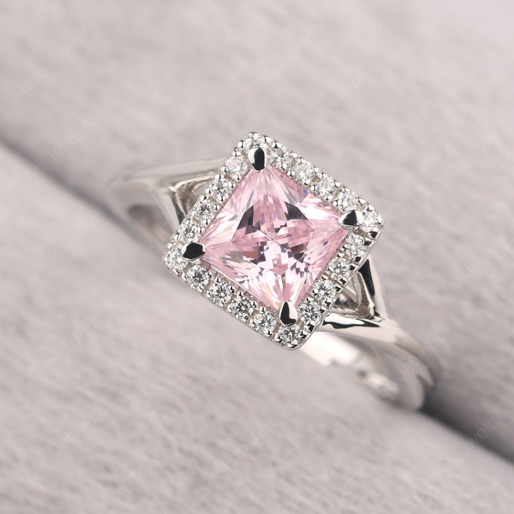 Cubic Zirconia Split Shank Halo Engagement Rings - LUO Jewelry