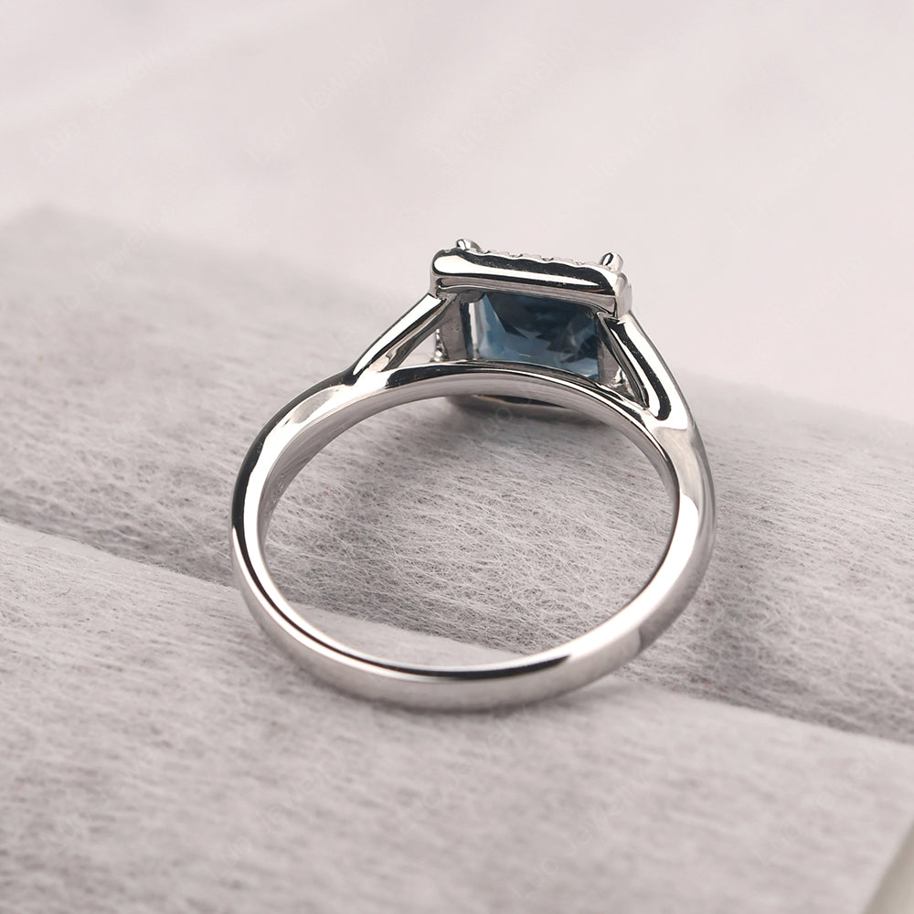 London Blue Topaz Split Shank Halo Engagement Rings - LUO Jewelry