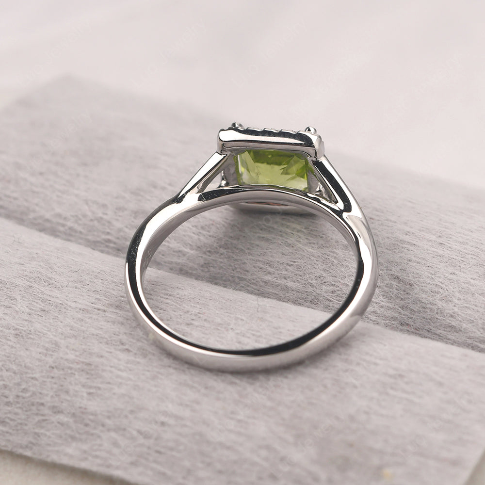 Peridot Split Shank Halo Engagement Rings - LUO Jewelry