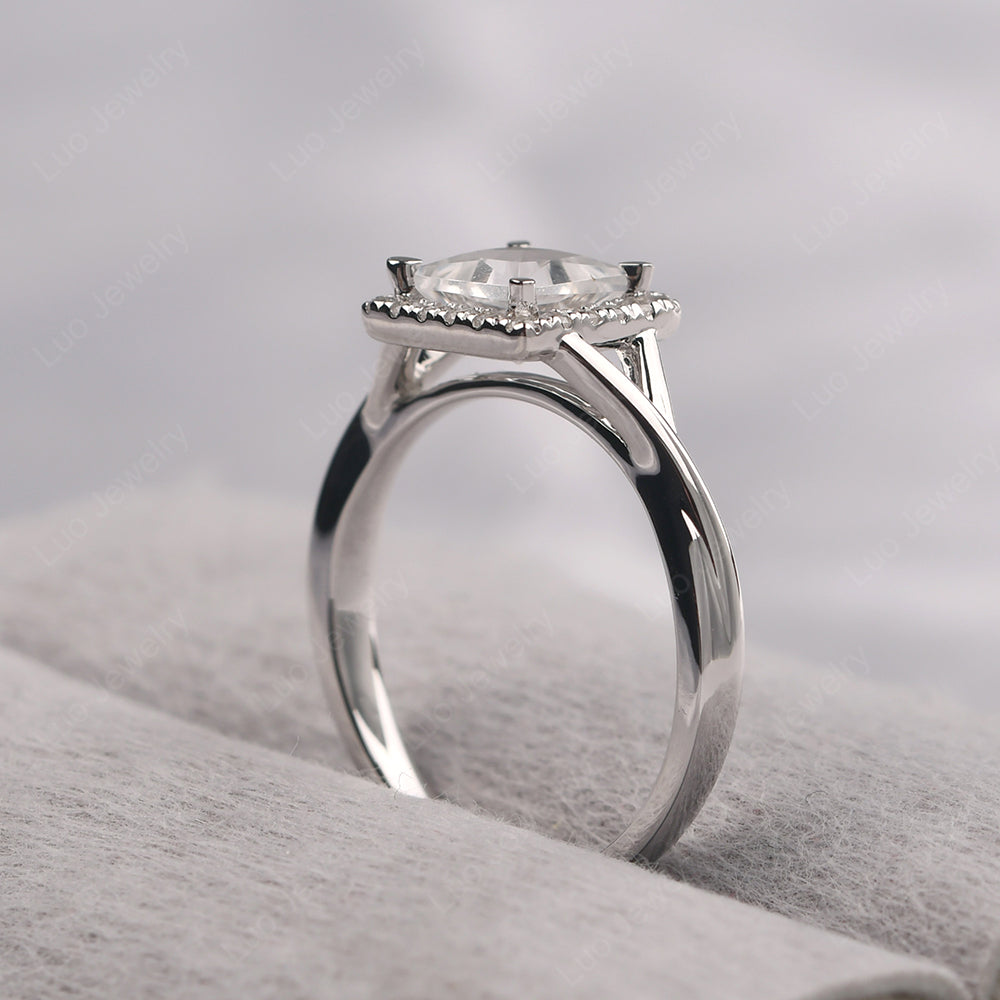 White Topaz Split Shank Halo Engagement Rings - LUO Jewelry