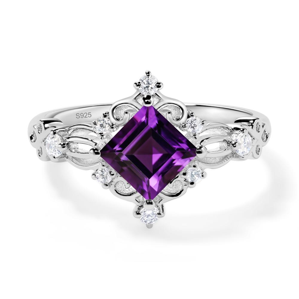 Square Cut Art Deco Amethyst Ring - LUO Jewelry #metal_sterling silver