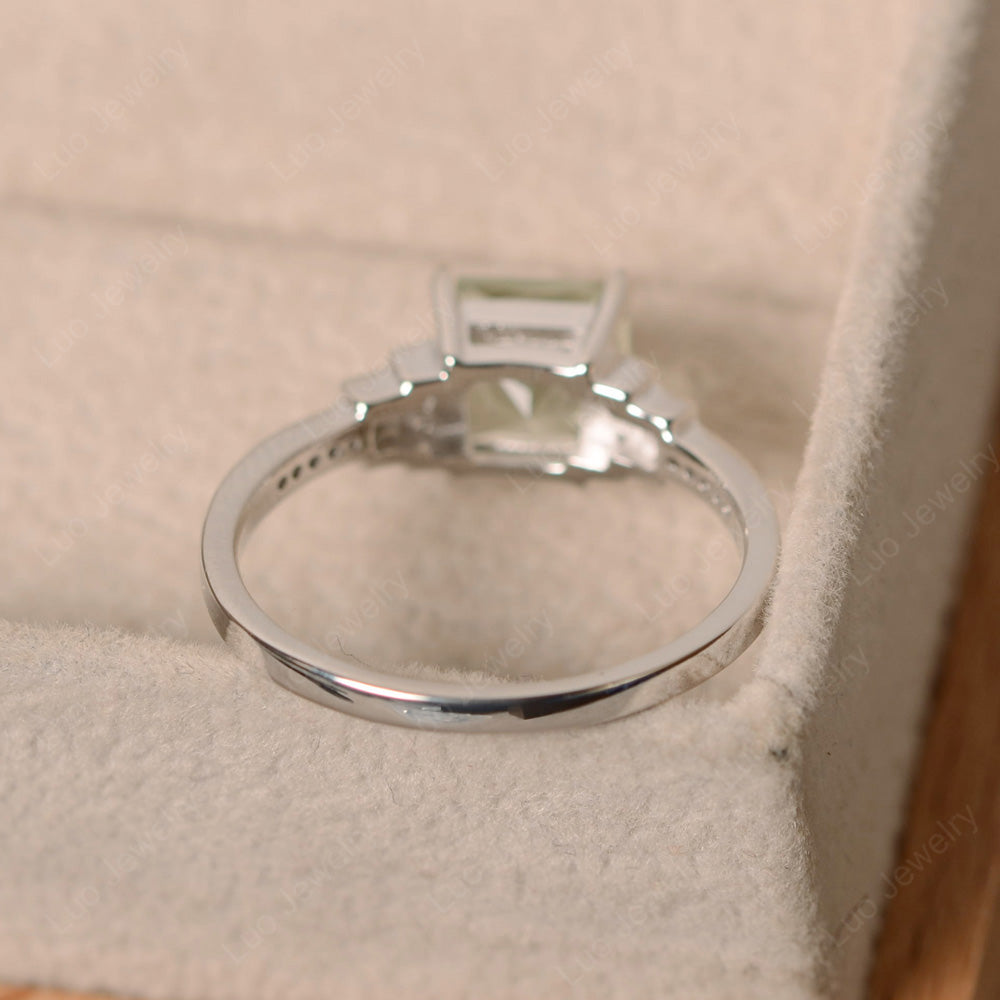Princess Cut Green Amethyst Wedding Ring For Women - LUO Jewelry