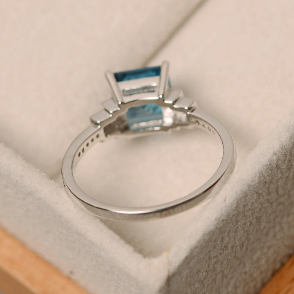 Square Cut London Blue Topaz Wedding Ring For Women - LUO Jewelry