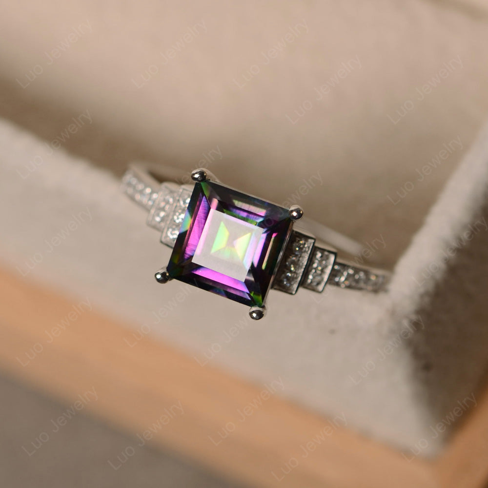 Square Cut Mystic Topaz Wedding Ring For Women - LUO Jewelry