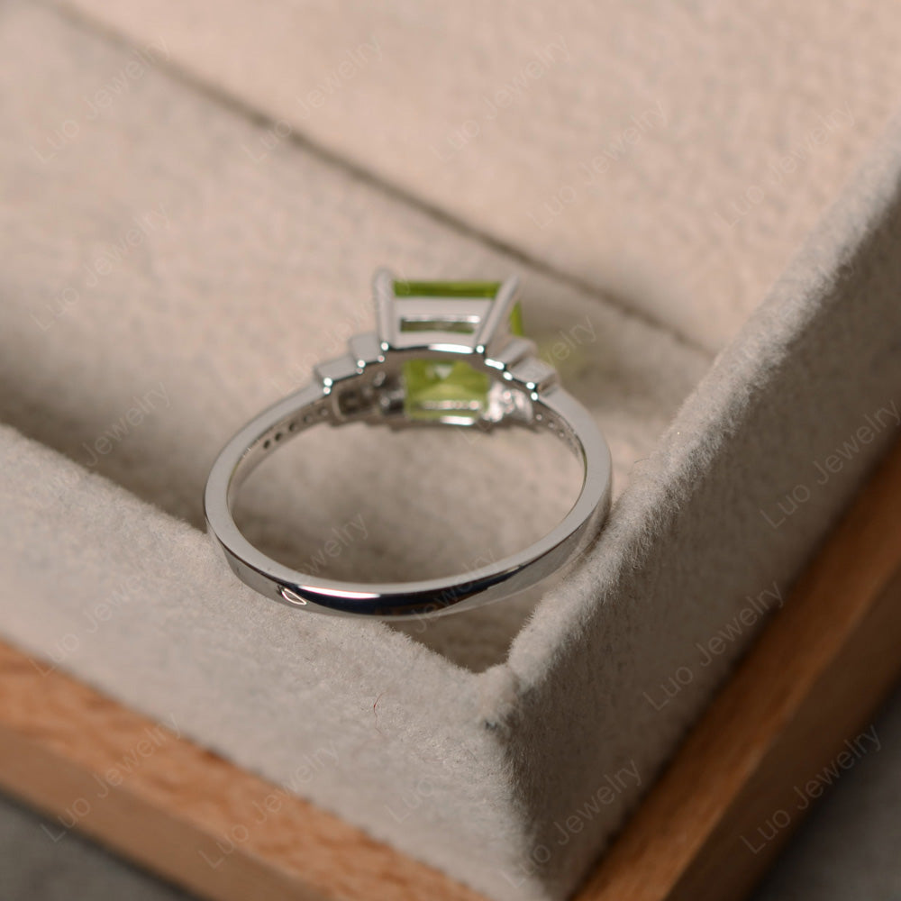Square Cut Peridot Wedding Ring For Women - LUO Jewelry