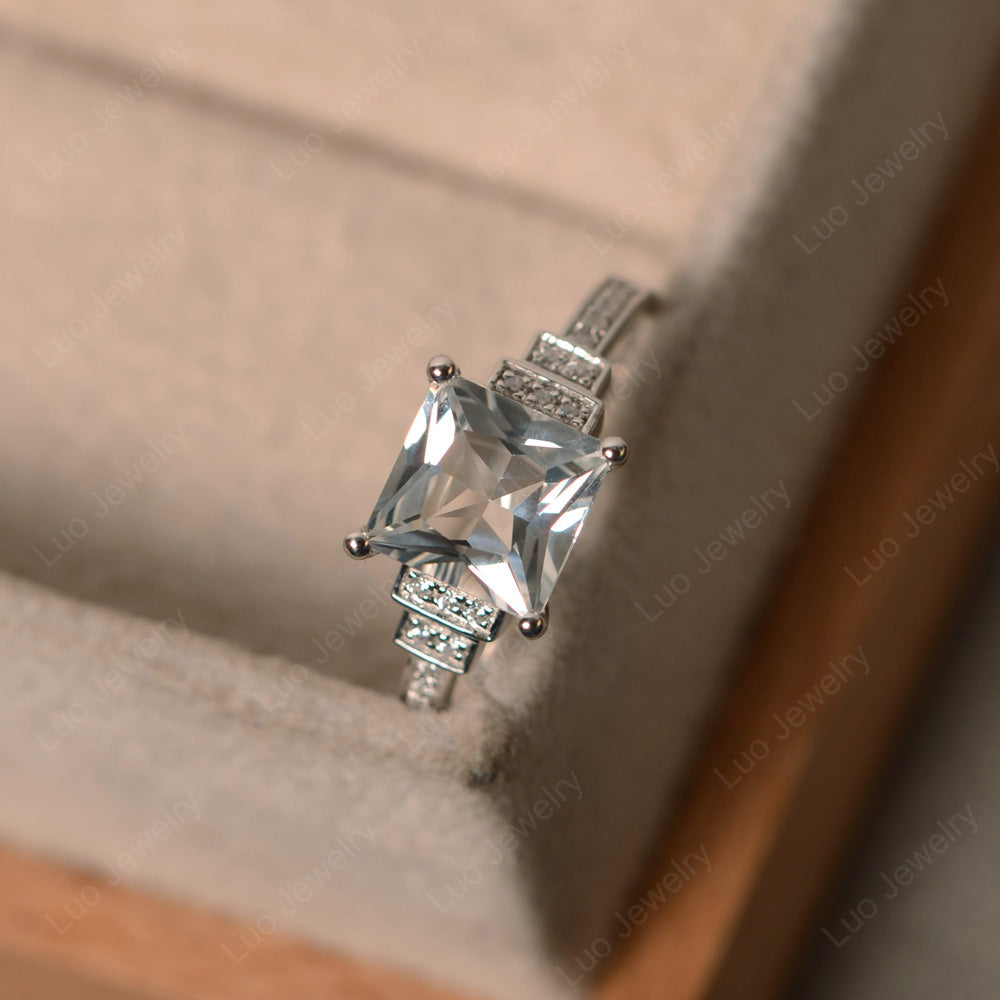 Princess Cut White Topaz Wedding Ring For Women - LUO Jewelry